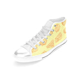 Cheese design pattern Women's High Top Canvas Shoes White