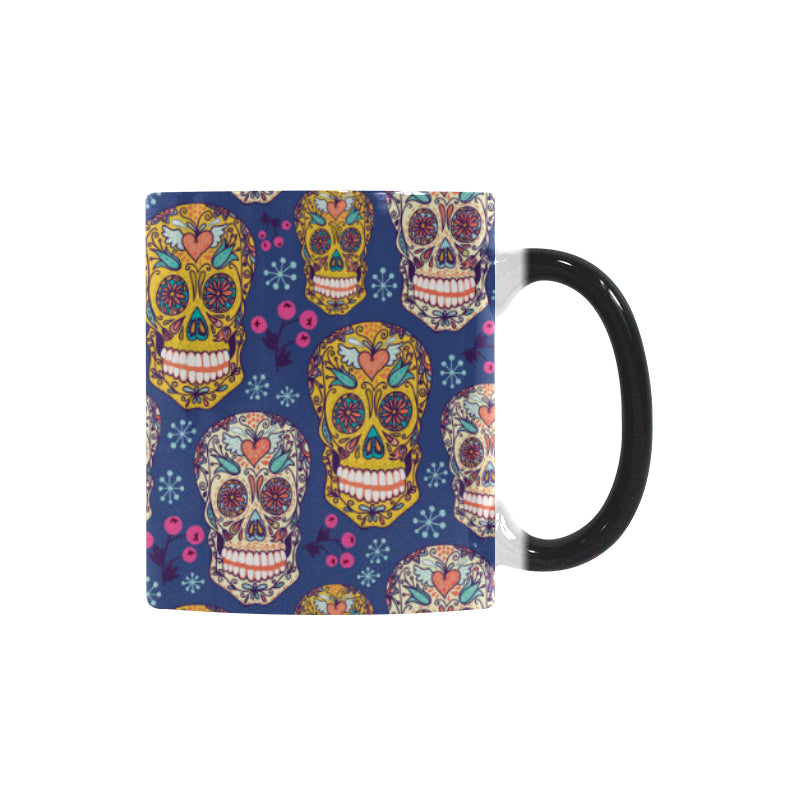 Sugar skull flower pattern Morphing Mug Heat Changing Mug