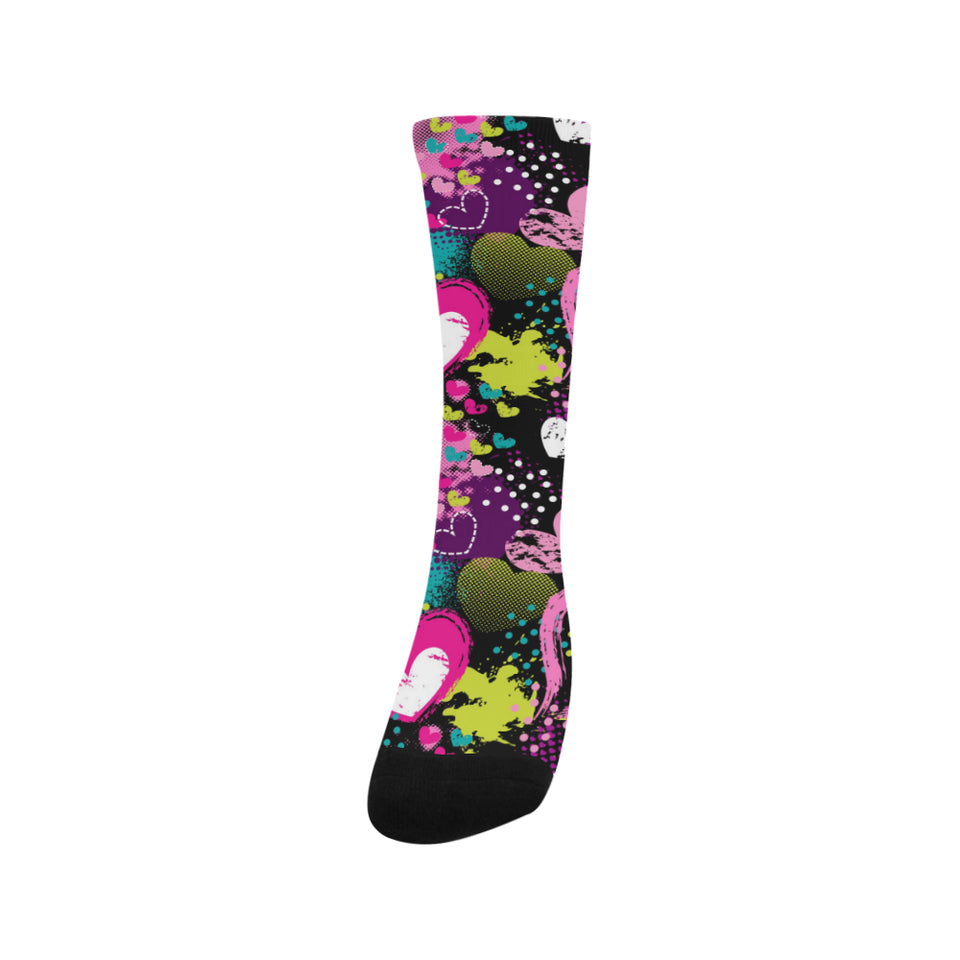 heart dot wave star creative design pattern Crew Socks
