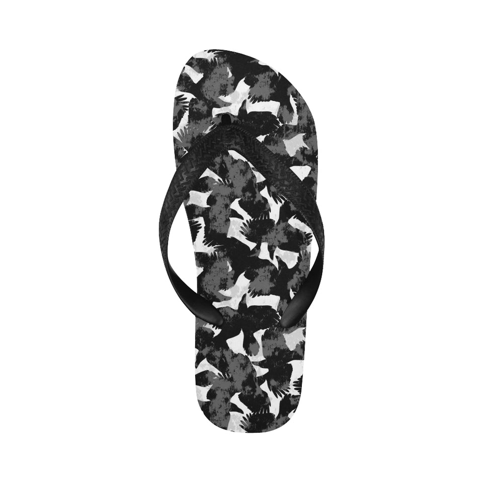 Crow illustration pattern Unisex Flip Flops