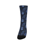 Blue Theme guitar pattern Crew Socks