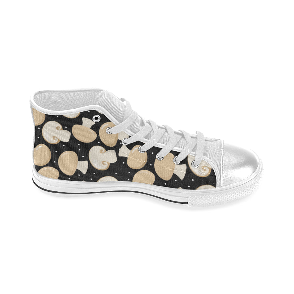 Champignon mushroom pattern Women's High Top Canvas Shoes White
