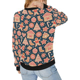 Christmas gingerbread cookie pattern Women's Crew Neck Sweatshirt