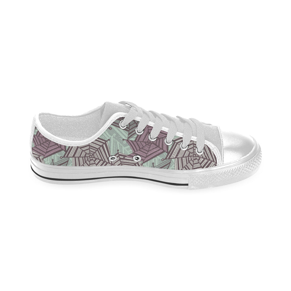 Spider web cobweb design color pattern Men's Low Top Shoes White