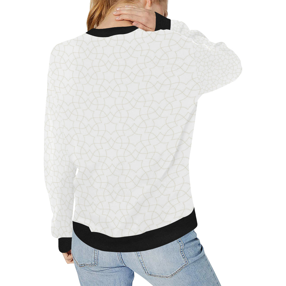 arabic white pattern Women's Crew Neck Sweatshirt