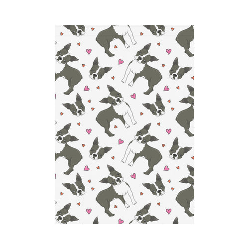 Boston terrier dog hearts vector pattern House Flag Garden Flag