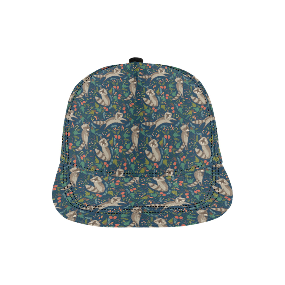 Raccoon tropical leaves pattern All Over Print Snapback Cap