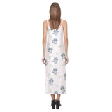 cute raccoons leaves pattern V-Neck Open Fork Long Dress