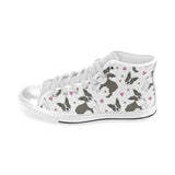 Boston terrier dog hearts vector pattern Men's High Top Canvas Shoes White