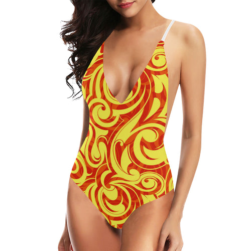 Fire flame design pattern Women's One-Piece Swimsuit