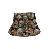 Skull rose humming bird flower pattern Unisex Bucket Hat