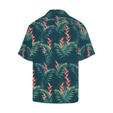 heliconia flowers, palm and monstera leaves on bla Men's All Over Print Hawaiian Shirt