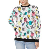 Dragonflies ginkgo leaves pattern Women's Crew Neck Sweatshirt