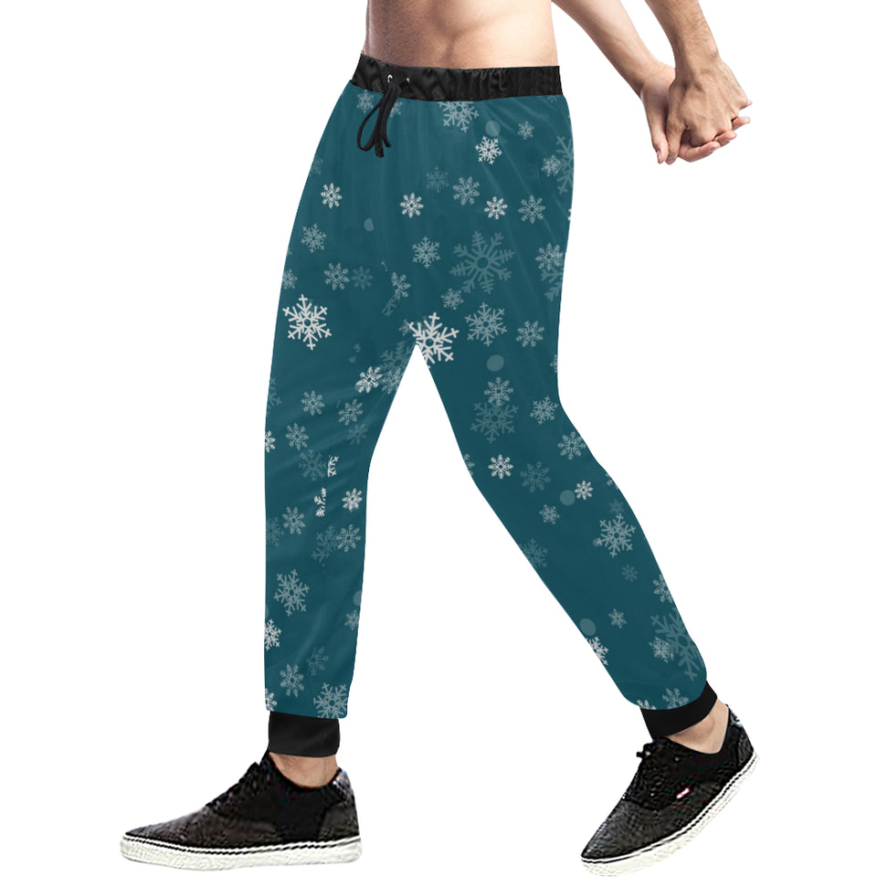 Snowflake pattern dark background Unisex Casual Sweatpants