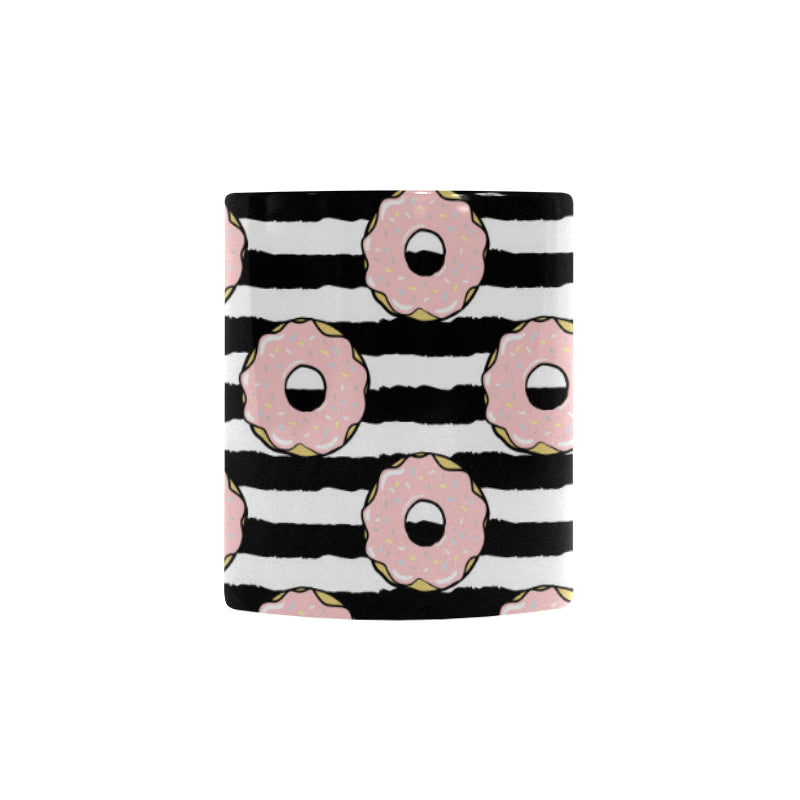 Donuts pink icing striped pattern Morphing Mug Heat Changing Mug