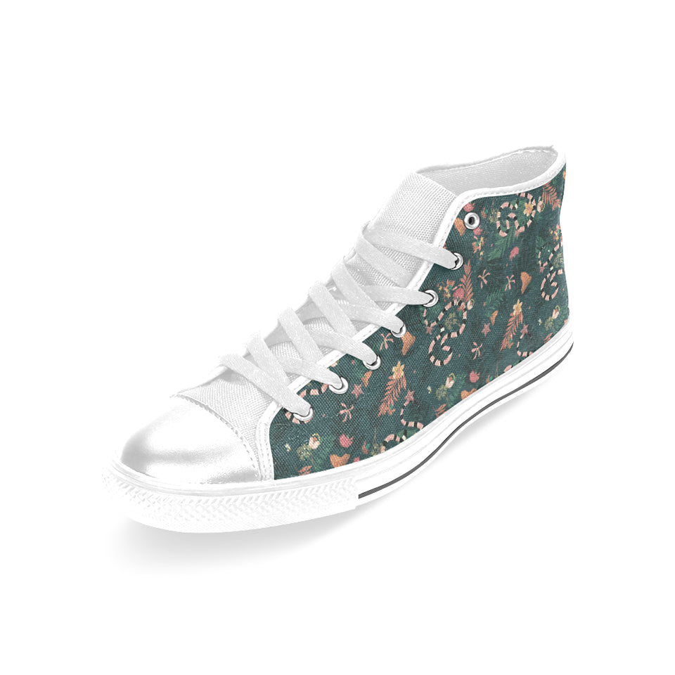 Snake forest pattern Women's High Top Canvas Shoes White