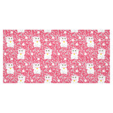 Maneki neko cat sakura pink background Tablecloth
