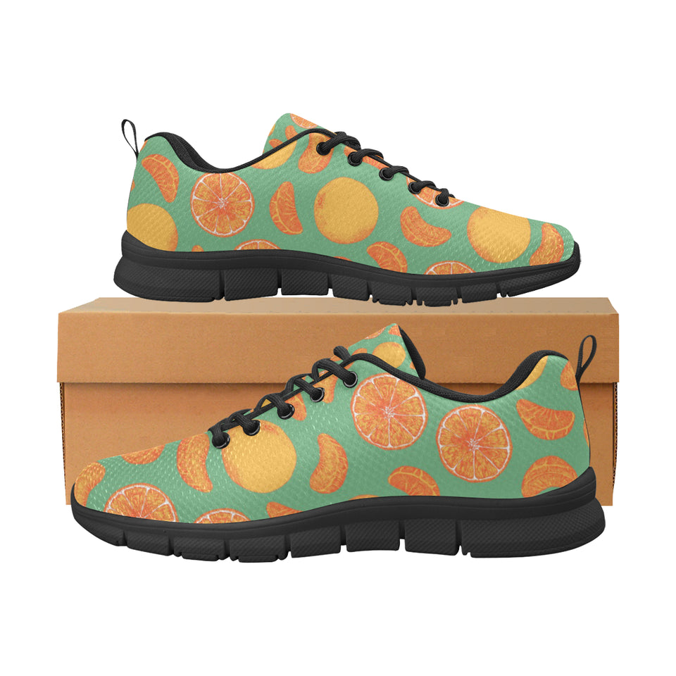 orange fruit pattern green background Women's Sneaker Shoes