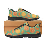 orange fruit pattern green background Women's Sneaker Shoes