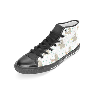 Cute Rhino pattern background Women's High Top Canvas Shoes Black
