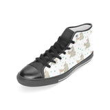 Cute Rhino pattern background Women's High Top Canvas Shoes Black
