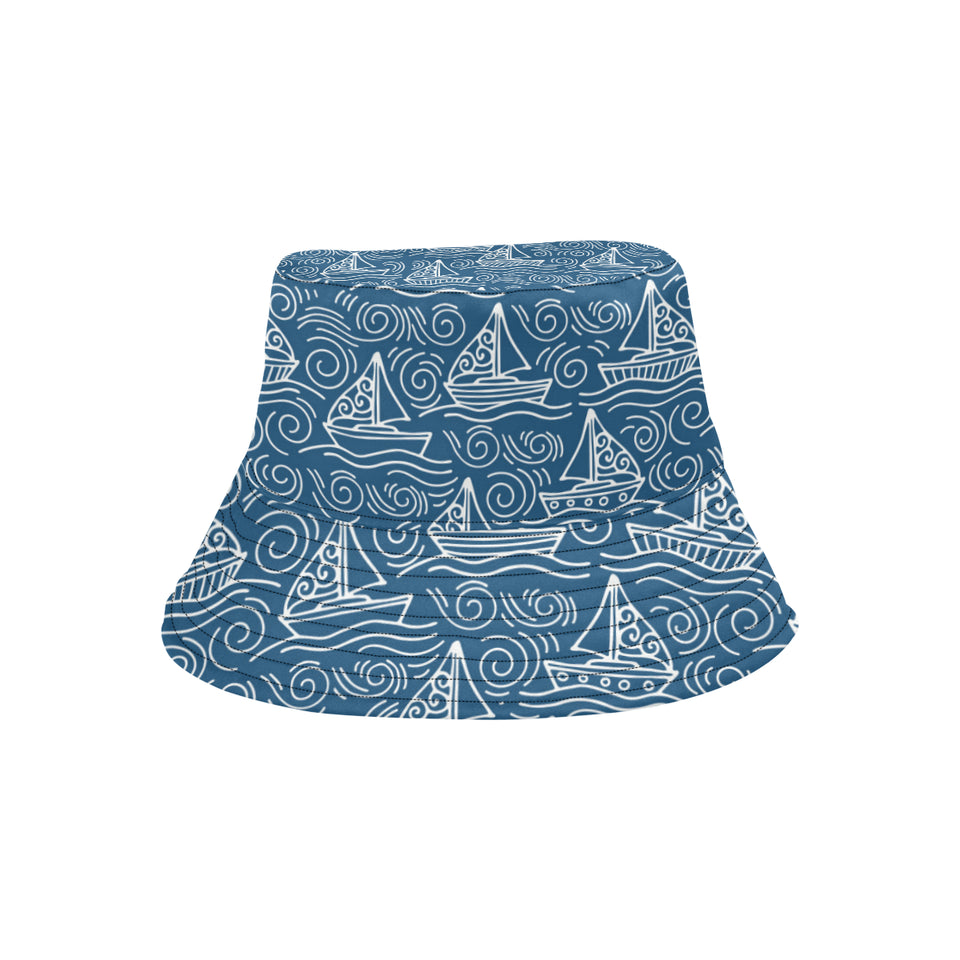 Hand drawn sailboat pattern Unisex Bucket Hat