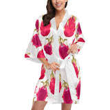 dragon fruits design pattern Women's Short Kimono Robe