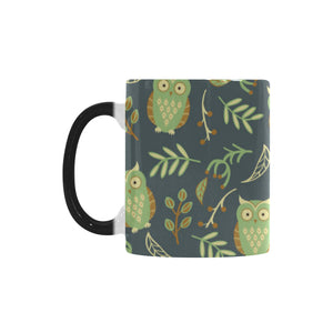 Cute owls leaves pattern Morphing Mug Heat Changing Mug