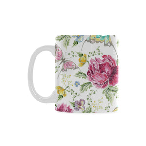Hand drawn butterfly rose Classical White Mug (Fulfilled In US)