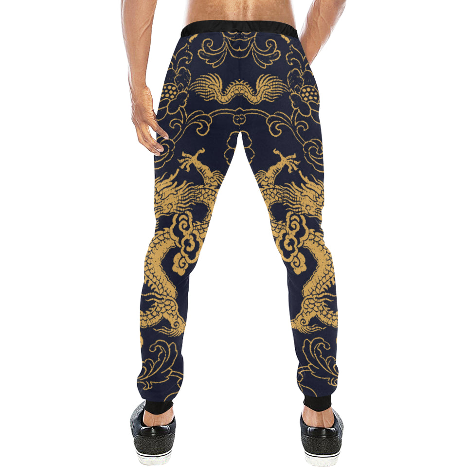 Gold dragon pattern Unisex Casual Sweatpants