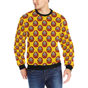 Daruma japanese wooden doll yellow background Men's Crew Neck Sweatshirt