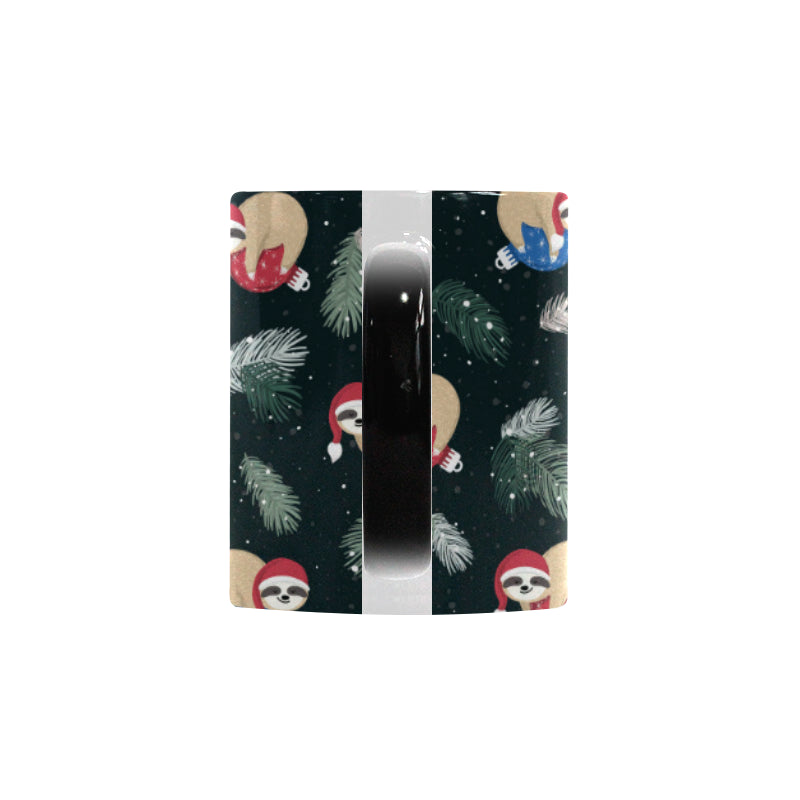 Cute sloths sleeping christmas ball santa hat patt Morphing Mug Heat Changing Mug