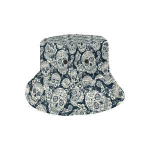 Sugar skull black white pattern Unisex Bucket Hat