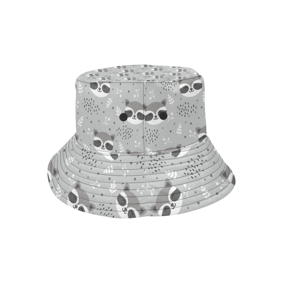 Cute raccoons leaves dot Unisex Bucket Hat