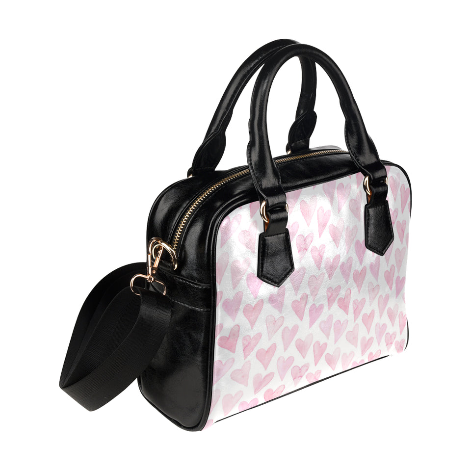 Watercolor pink heart pattern Shoulder Handbag