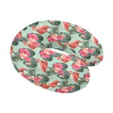Beautiful flamingo tropical palm leaves hibiscus p U-Shaped Travel Neck Pillow