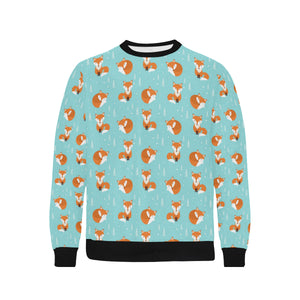 Fox pattern blue b ackground Men's Crew Neck Sweatshirt