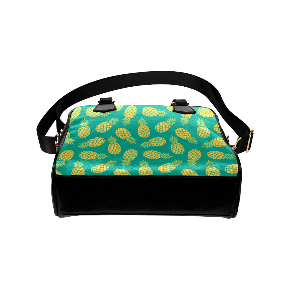 Pineapples pattern green background Shoulder Handbag