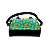 Pineapples pattern green background Shoulder Handbag