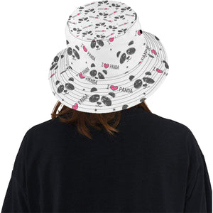 Hand Drawn faces of pandas pattern Unisex Bucket Hat