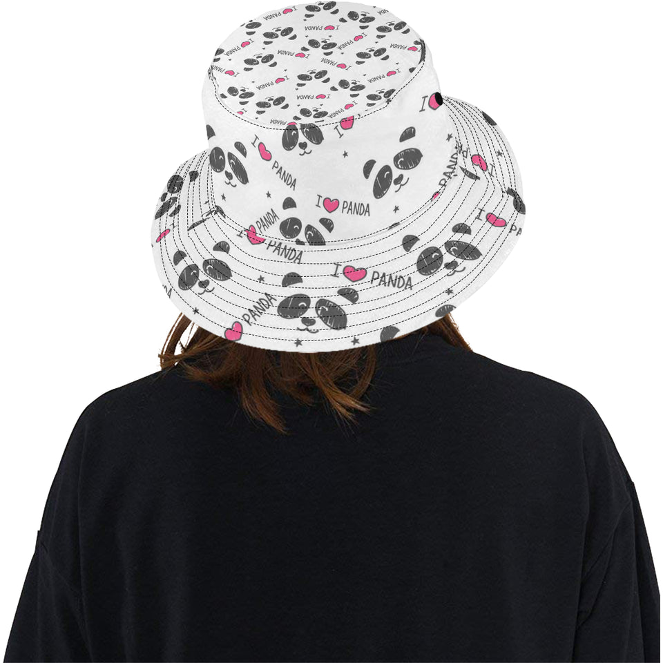 Hand Drawn faces of pandas pattern Unisex Bucket Hat