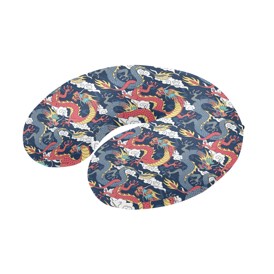 Blue red dragon cloud pattern U-Shaped Travel Neck Pillow