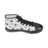 Watercolor helicopter cloud pattern Women's High Top Canvas Shoes Black