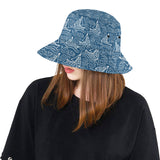 Hand drawn sailboat pattern Unisex Bucket Hat
