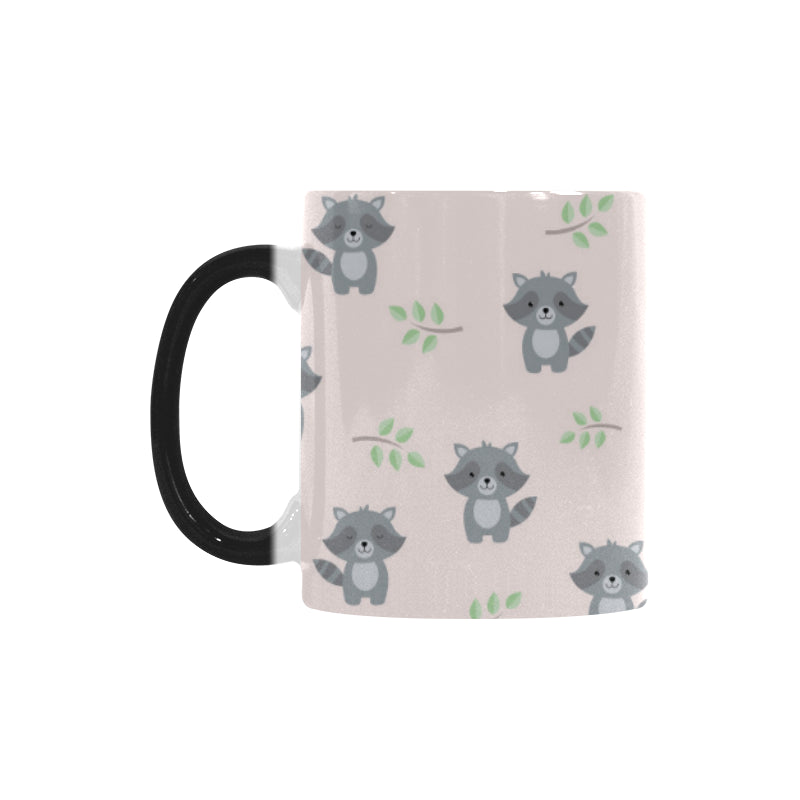 cute raccoons leaves pattern Morphing Mug Heat Changing Mug