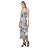 Halloween design pattern V-Neck Open Fork Long Dress