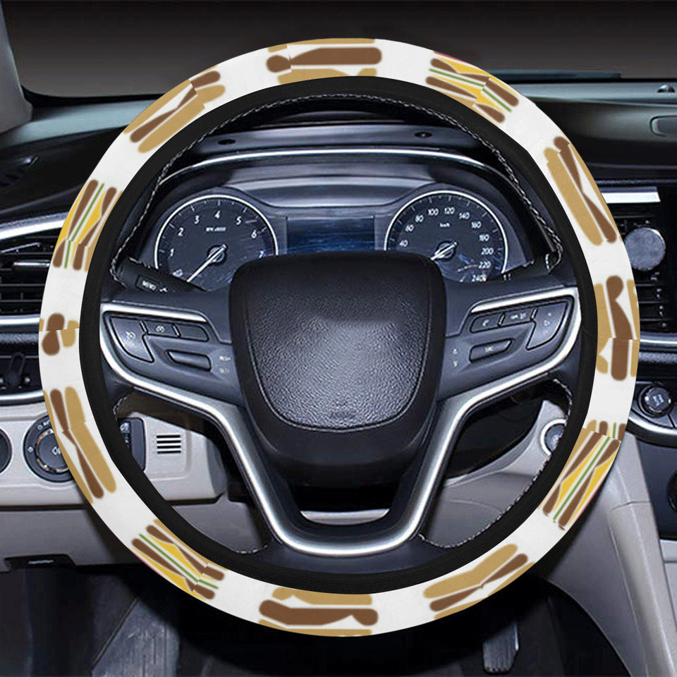 Hamburger Pattern Print Design 02 Car Steering Wheel Cover
