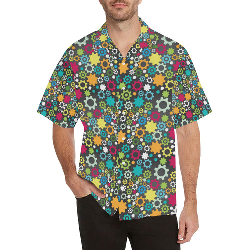 Gear Pattern Print Design 03 Men's All Over Print Hawaiian Shirt (Model T58)