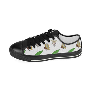 Color hand drawn cacao pattern Kids' Boys' Girls' Low Top Canvas Shoes Black