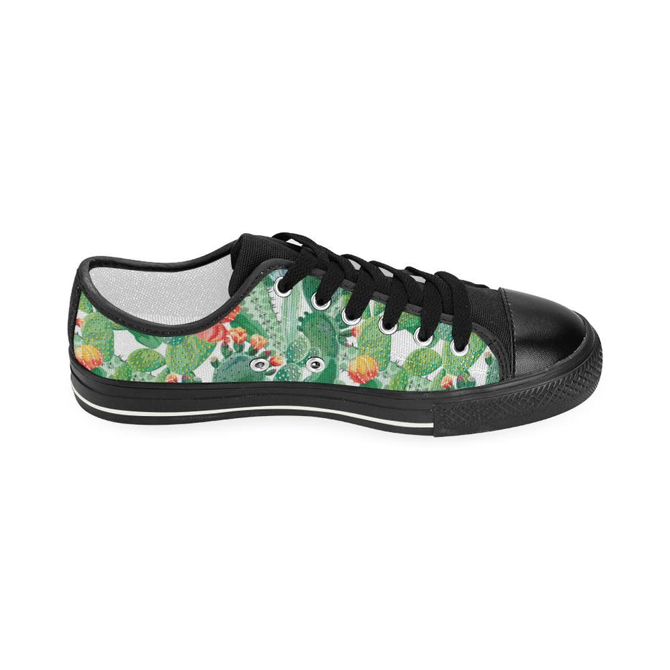 Cactus design pattern copy Kids' Boys' Girls' Low Top Canvas Shoes Black